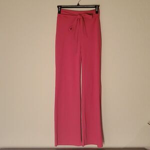 VTG 90s Top 10 USA Hot Pink Wide Leg Pants Polyester Spandex High Waist L